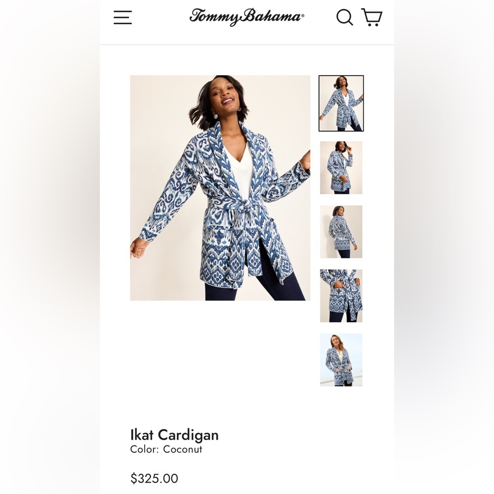 TOMMY BAHAMA- Ikat open front cardigan - Picture 2 of 12